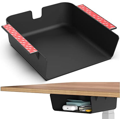 HumanCentric Under Desk Storage Shelf, Drawer Organizer | Office, Workstations, Tables, Sit Stand Desks, Gaming Setups, Mountable Storage Tray, Cable Management, Screw, Stick VHB Tape
