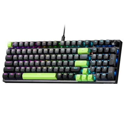 Redragon K740 Wired RGB Gaming Keyboard, Aluminum Base & Knob, 95% Layout | Rock-Solid Metal Build, Multi-Function Control Wheel, Creamy Custom Switch, Swap-Ready Socket, Fade-Resistant PBT Keycap - color: Green Blaze, size: 98 Keys