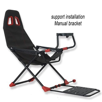 Foldable Racing Simulator Cockpit, Adjustable Wheel Stand & Ergonomic Seat, Space-Saving Steel Frame for PC and Console Gaming Immersive Setup Supports 90kg Users