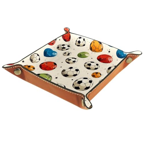 Soccer Ball Dice Tray PU Leather Dice Rolling Tray Folding Dice Holder for Dice Games, Like RPG, DND and Other Table Games - color: Multi 1
