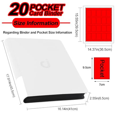 Premium 2000 Pocket Card Binder - 20 Pocket Trading Card Binder with Sleeves Fits 2000 Cards, Ringless Card Album for TCG - Model A，Classic White - color: 20P - Classic White