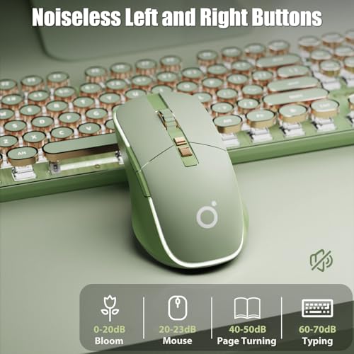 Wireless Gaming Mouse 2.4G/BT/USB-C, Silent Buttons, Matcha Green | Tri-Mode 2.4Ghz/Bluetooth 5.0/Wired USB RGB LED Backlit Rechargeable Ergonomic Optical Mice for iMac/Macbook/Computer/Laptop