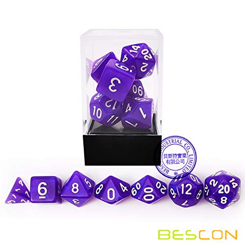 Bescon Moonstone Dice Set Purple Pearl, Bescon Polyhedral RPG Dice Set Moonstone Effect - color: Purple Pearl