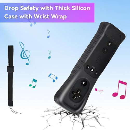 TechKen 2 Pack Wii Remote Controller with Silicone Case and Wrist Strap for Wii U - color: Black&White
