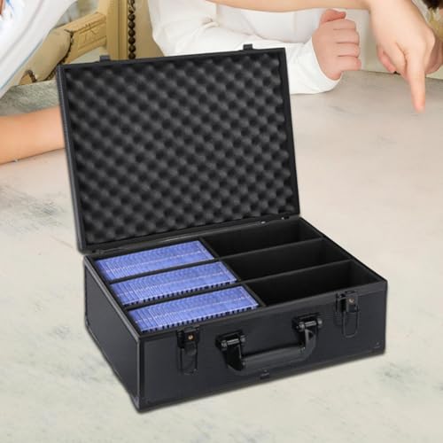 Card Storage Box Aluminum Alloy Card Storage Case with Trading Card Collection Box EVA Foam Protection Organizer for, 6 Compartments - size: 6 Compartments