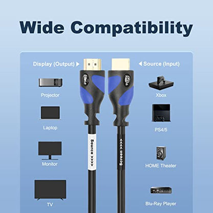 Postta HDMI 케이블(2.2m(75피트) 블루) HDMI 2.0V, 내장 신호 부스터 포함 - 4K, 3D, 1080P, 이더넷, 오디오 리턴 지원 - 1팩 - color: 블루., size: 75FT