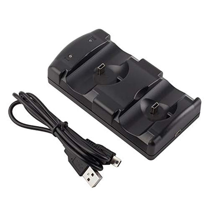 Controller Charger Station for PS3, Charging Dock for PlayStation 3 Dual Controller and Move with LED Light Indicator and Charging Cable