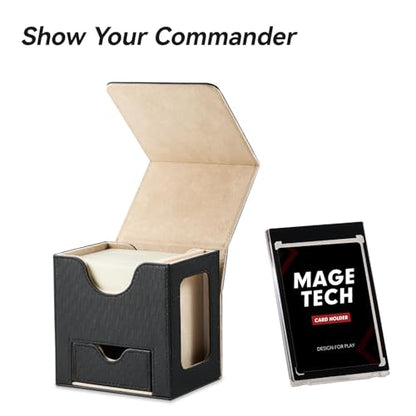 Card Deck Box for MTG Commander - Patented Design, Commander Display, Fits 100 Double-Sleeved Cards, 35pt Card Brick & Dice Tray - Black/Pale Gold - color: 2. Wealth (Black/Pale Gold)