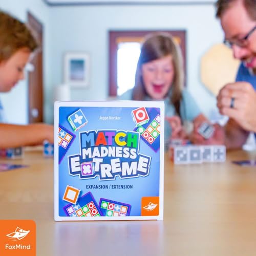 FoxMind Games: Expansion Pack -Match Madness Extreme Used with Original Match Madness Pattern Matching Puzzle Game, 60 New Challenge Cards, Fast-Paced up to 4 Players, Ages 7 and up - style: Expansion - Extreme