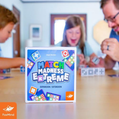 FoxMind Games: Expansion Pack -Match Madness Extreme Used with Original Match Madness Pattern Matching Puzzle Game, 60 New Challenge Cards, Fast-Paced up to 4 Players, Ages 7 and up - style: Expansion - Extreme