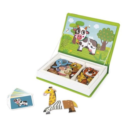 Janod MagnetiBook 41 pc Magnetic Animal Mix and Match Game - Creative Play - Enhances Motor Skills - Develops Dexterity and Coordination - Easy Storage, Educational, Safe | Creative Educational Play - Enhances Motor Skills - Develops Dexterity and Coordin
