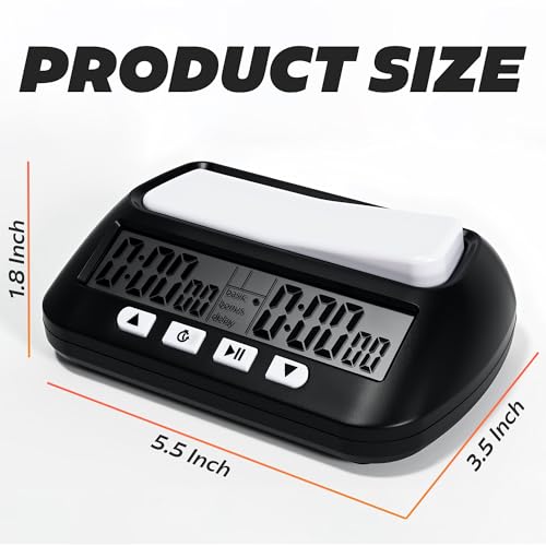 Generic Multifunctional Chess Clock, Professional Electronic Chess Timer, Portable Digital Chess Clock for Chinese Chess International Chess Board Go Game Gobang (Black)