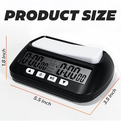 Generic Multifunctional Chess Clock, Professional Electronic Chess Timer, Portable Digital Chess Clock for Chinese Chess International Chess Board Go Game Gobang (Black)