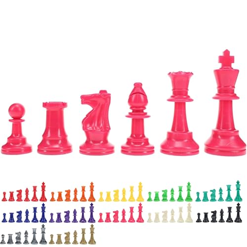 WE Games Color Bright Plastic Staunton Tournament Chess Pieces with 3.75 in. King - Half Chess Set of Chess Pieces Only, Pink - color: Pink