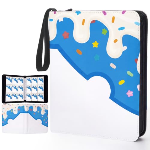 Pasimy 900 Pockets Card Binder for Trading Cards 9 Pockets with 50 Removable Sleeves 3 Ring Blue Donut Card Holder Binder with Zipper for Sport Collection Book Storage Album Organizer - color: Blue, size: 13.39 x 11.42 Inch, style: Donut
