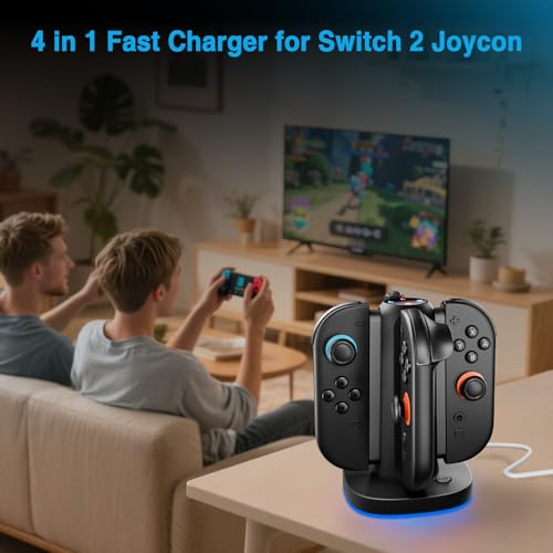MARSDOCK Charging Dock for Nintendo Switch 2(2025) for Joy-Con 2 | 4 in 1 Magnetic Fast Charging Station with RGB Lights, 3.3FT Cable, Charging Stand Compatible with Switch 2 Joycon Stand
