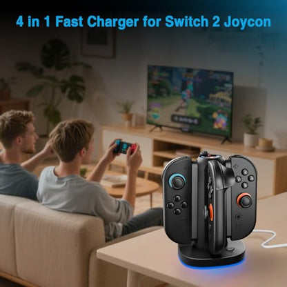 MARSDOCK Charging Dock for Nintendo Switch 2(2025) for Joy-Con 2 | 4 in 1 Magnetic Fast Charging Station with RGB Lights, 3.3FT Cable, Charging Stand Compatible with Switch 2 Joycon Stand