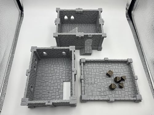 Medieval Castle Tabletop Terrain Set for 18mm & 28mm Miniatures – Paintable Wargame & Diorama Building Kit (2 Floors) - size: 2 Floors