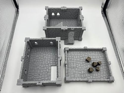 Medieval Castle Tabletop Terrain Set for 18mm & 28mm Miniatures – Paintable Wargame & Diorama Building Kit (2 Floors) - size: 2 Floors