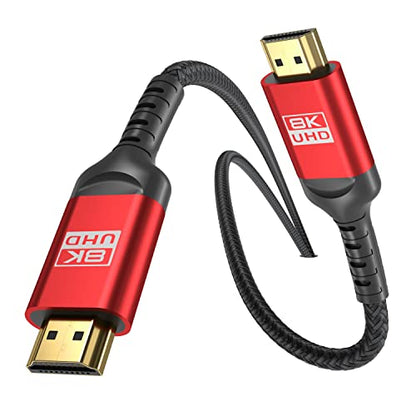 8K HDMI Cable 15FT, Ultra 48Gbps High Speed 15 FT HDMI Cable, 15 Foot hdmi Cable -4K@120Hz 8K@120Hz, eARC, HDR10, DTS:X, HDCP 2.2 & 2.3, Compatible with PS4/5,Blu-ray, Monitor,PC and More - size: 15 Feet