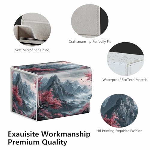 Strong Magnet Card Case Deck Box Mtg Card Box Playing Card Box Magic Deck Box Tcg Up to 200 Cards Creative Pattern Trading Card Storage Box for Collectible Card Games, Chinese Landscape Flowers - color: Chinese Landscape Flowers