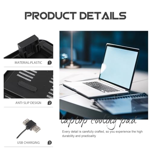 SHERCHPRY Laptop Cooling Pad USB Powered Laptop Cooler Stand with Anti-Slip Feet Air Cooling Ventilation Silent Cooler for and Gaming 12.99 X 9.84 X 0.94 in