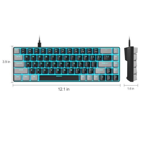 MageGee Portable 60% Mechanical Gaming Keyboard, MK-Box LED Backlit Compact 68 Keys Mini Wired Office Keyboard with Red Switch for Windows Laptop PC Mac - Black/Grey - color: Black/Red Switch