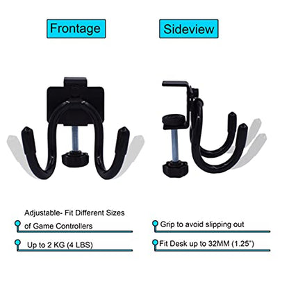 YYST Desk Mount Game Controller Holder Clamp On Hanger Holder Storage Rack for PS3/PS4/PS5/Xbox 360/Xbox One/S/X/Elite/Series S/Series X Controller, Pro Controller,etc-No Game Controller-Black