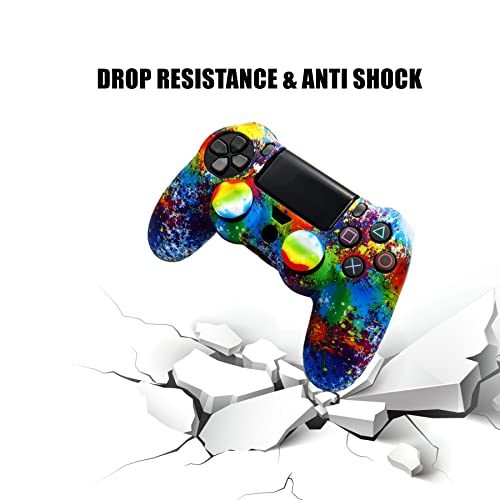 Ps4 Skin, Anti-Slip Shell Cover Case with 10 Joystick Grips Silicone Cover Sticker for PlayStation 4 Controller - color: PS4 controller #14