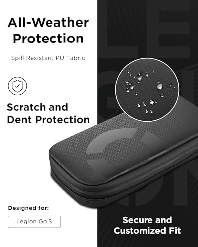 Lenovo Carrying Case for Legion Go S Gaming Console, Protective Storage Bag Case, Spill-Resistant PU Fabric, Secure Storage for Controllers, Console, Dock & Accessories, Black Gamer Accessories - size: Legion Go S Carrying Case