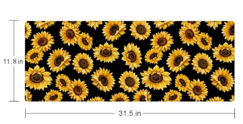 Large Mouse Pad Gaming Mousepad XL Sunflowers Desk Mat Mouse Pad Long 31.5x11.8 in Extended Big Cute Mouse Pad Waterproof Desk Pad with Non-Slip Base and Stitched Edges for Computer Keyboard - color: Sunflowers
