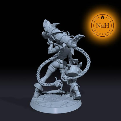 Generic Raven Darkfire | Female Gunslinger miniature for Tabletop games like D&D and War Gaming| Dungeons and Dragons Mini | RN estudio No Base, Gray - style: No Base