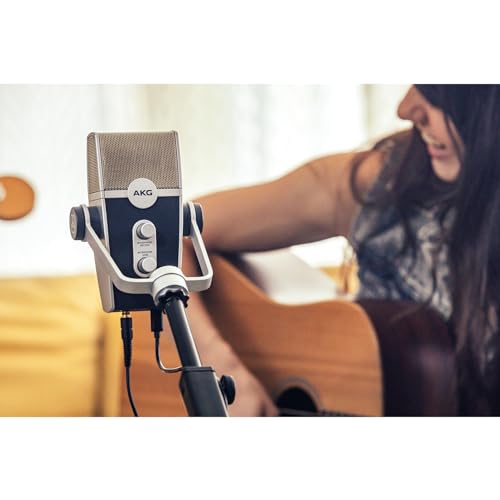 AKG Pro Audio Lyra Ultra-HD USB C Microphone for Recording, Streaming, Gaming, Podcasting, ASMR on PC and Mac, Condenser Mic for Laptop or Computer, Adjustable Stand, Plug and Play – Blue and Silver | Gaming Podcasting, ASMR on PC and Mac, Condenser Mic f