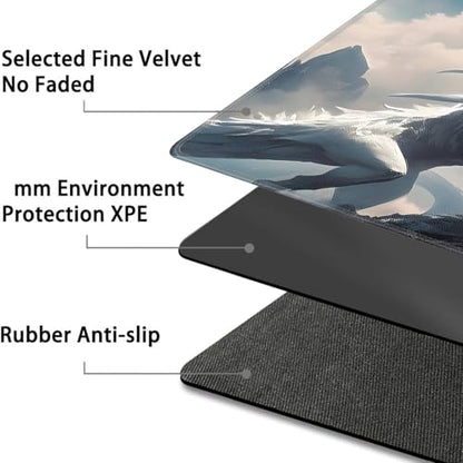 for MTG Game Playmat - 24 x 14 inches with Dices and Storage Bags, Non-Slip Base for TCG and Board Game Card Mats, Trading Card Games Mat, White Dragon Pattern Collectible Card Playmats - color: Jv-playmat-p7-1-h224