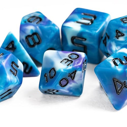 7PCS DND Dice Set Blue Polyhedral Dice Set for D&D Tabletop Games | Leather Storage Bag, DM Gift, for Dungeons and Dragons Role Playing Games - color: Camo-blue