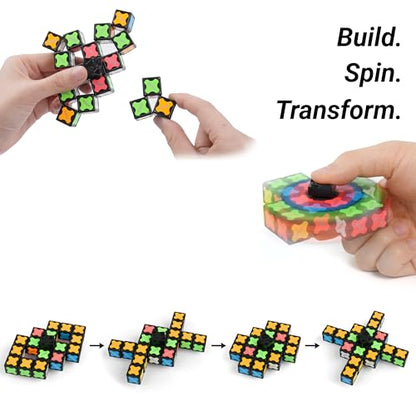 TOSY Magnet Fidget Spinner Glow - 16 Blocks, 3 in 1 Toy: Transformable Fidget Spinner, Infinity Cube, 2x2 Puzzle Cube, Glow, Stress Relief, STEM Magnet Tiles Birthday Gift for Kids/Boys/Girls/Adults - color: Glow a