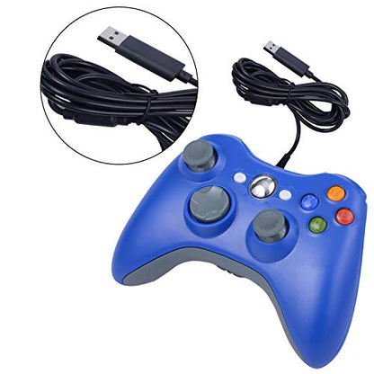 ONE250 USB Wired Game Pad Controller, Compatible with Xbox 360, Xbox 360 Slim, Windows PC - Replacement USB Wired Gamepad (Blue) - color: Blue