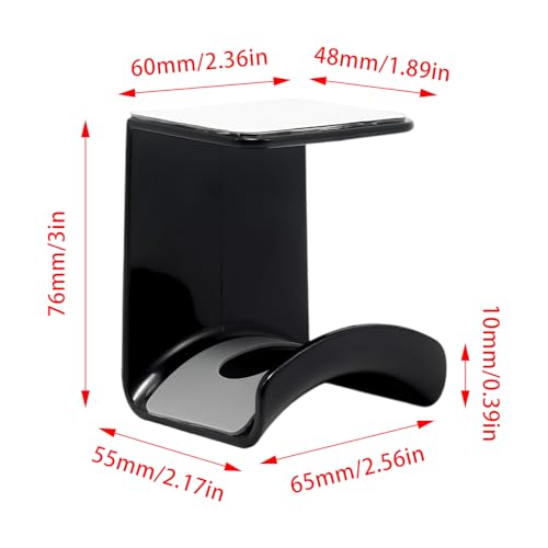 1Pcs Black ABS Plastic Headphone Stand Hanger, Hanging Headset Holder Hook Under Desk, Adhesive Earphones Hangers for Desk Headphone Hanger, Most Headphones and Controller - color: Black, size: Under Desk