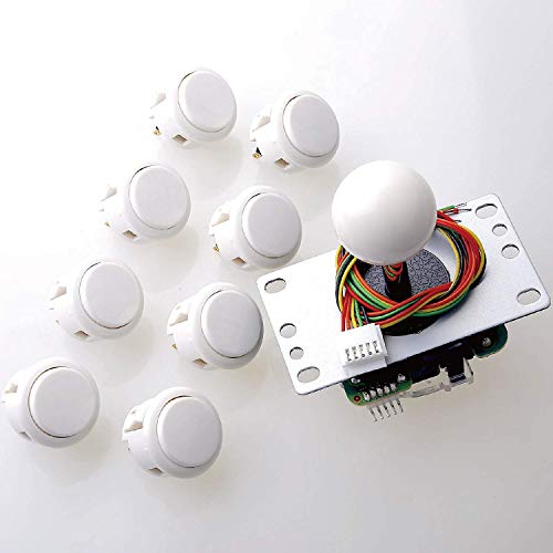 Sanwa JLF-TP-8YT Joystick + Sanwa 8 pcs OBSF-30 Push Button Bundle Kit Color : White - for Arcade Game 4 & 8 Way Adjustable, Compatible with Catz Mad SF4 Tournament Joystick S@NWA - color: White