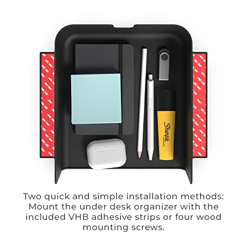 HumanCentric Under Desk Storage Shelf, Drawer Organizer | Office, Workstations, Tables, Sit Stand Desks, Gaming Setups, Mountable Storage Tray, Cable Management, Screw, Stick VHB Tape