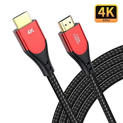 CableCreation HDMI Cable 4K@60Hz, 10ft Highly-Speed 18Gbps, 4K HDR, 3D, Grey Male to Male Braided HDMI Cord for TV, Monitor, Xbox One, PS4 and More,Red - size: 10FT, style: Straight (red)