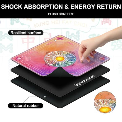 Mahjong Mat for Table with Rules, 31.5" x 31.5" Noise Reduction Non Slip Waterproof Mah Jong Table Mat with Carrying Bag, Suitable for Mahjong, Poker, Board Games, Dominoes, and Card Games(Rainbow) - color: Gradual Rainbow