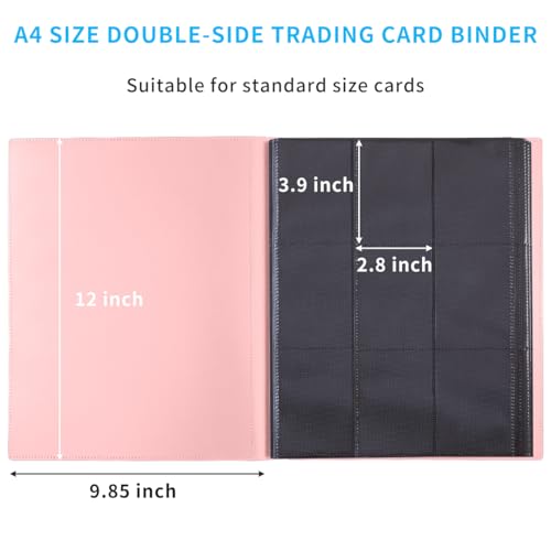 Card Binder, 360 Pockets Upgraded Trading Card Binders, Cards Collection Binder 9 Pocket, Side Loading Yugioh Binder Book Holder for MTG, TCG, Sport, Football, Baseball Collector Cards - Pink - color: Pink