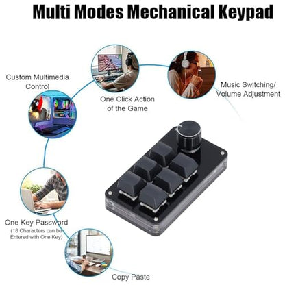 Macro Mechanical Gaming Keyboard, One Handed Gaming Keyboard, Programmable Keypad for Gaming, Music, Media and More
