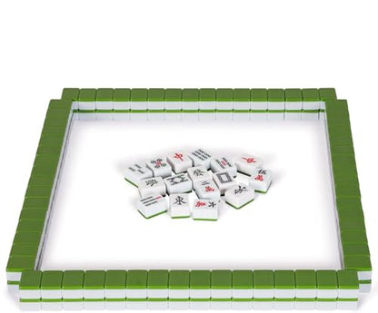 Chinese Mahjong Game Set, Classic with 146+ Green Colored Tiles Dice Professional Big 1.6 inch 40mm Mahjong Tiles Melamine Instraction, Complete majiang with Carrying Bag 专业麻将