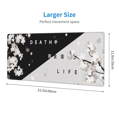 Extended Gaming Mouse Pad, Large Gaming Mouse Waterproof with Stitched Edges, Non-Slip Desktop Pad for Home and Office, Level Up Your 31.5x11.8 Inch… (Black and White Life) - color: Black and White Life