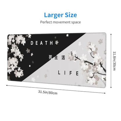 Extended Gaming Mouse Pad, Large Gaming Mouse Waterproof with Stitched Edges, Non-Slip Desktop Pad for Home and Office, Level Up Your 31.5x11.8 Inch… (Black and White Life) - color: Black and White Life