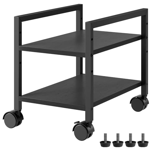 HOOBRO PC Stand, 2-Tier PC Tower Stand Fits Most Computer Towers, CPU Holder for Floor, Height Adjustable, CPU Stand with Wheels Under Desk, for Home Office, Black BB11CJ01 - color: Black
