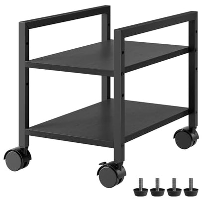 HOOBRO PC Stand, 2-Tier PC Tower Stand Fits Most Computer Towers, CPU Holder for Floor, Height Adjustable, CPU Stand with Wheels Under Desk, for Home Office, Black BB11CJ01 - color: Black