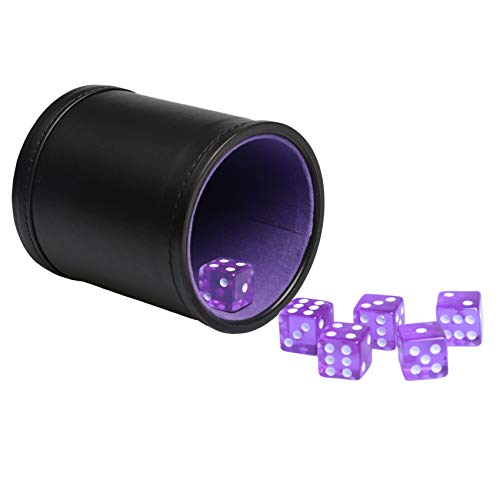 Leatherette Dice Cup Felt Lining Shaker Quiet for Playing Yahtzee/ Farkle/ Liars Dice/ Board Game - color: Purple